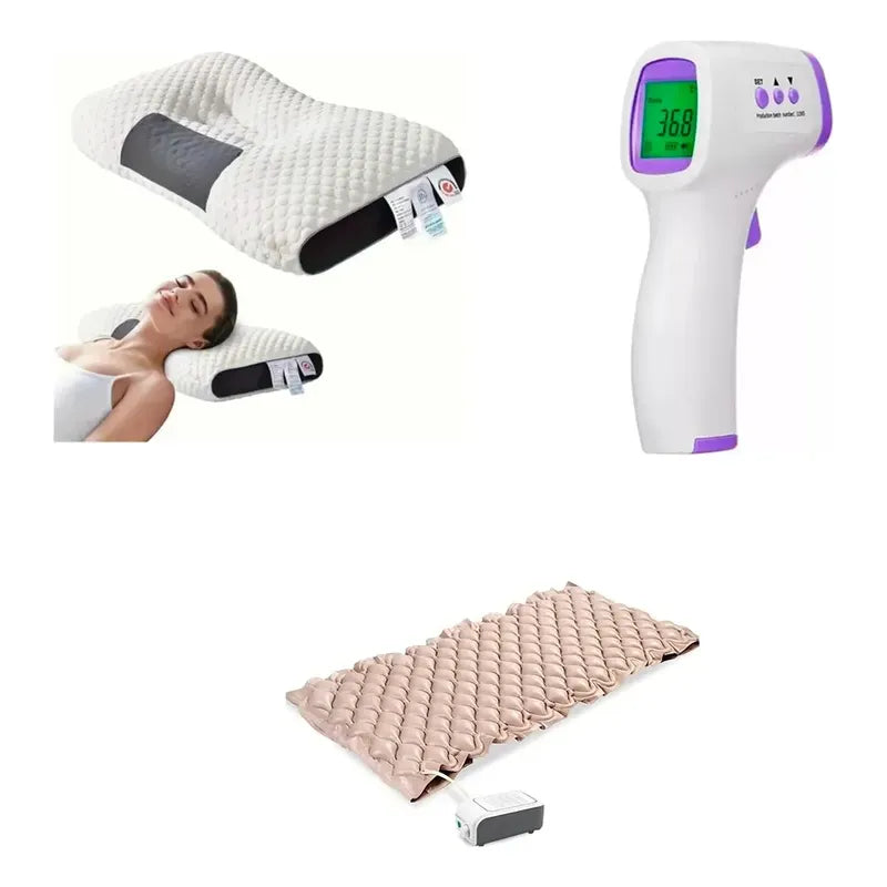 Kit Salud: Colchón Anti Escaras + Pistola Temperatura Digital + Almohada Ortopédica Cervical
