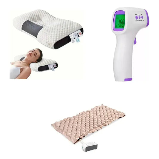 Kit Salud: Colchón Anti Escaras + Pistola Temperatura Digital + Almohada Ortopédica Cervical