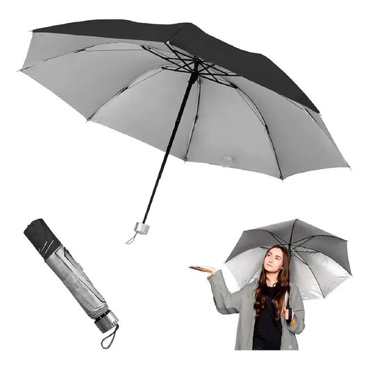 Paraguas Lluvia Plegable Sombrilla Quita Sol Impermeable Retractil Uv Negro