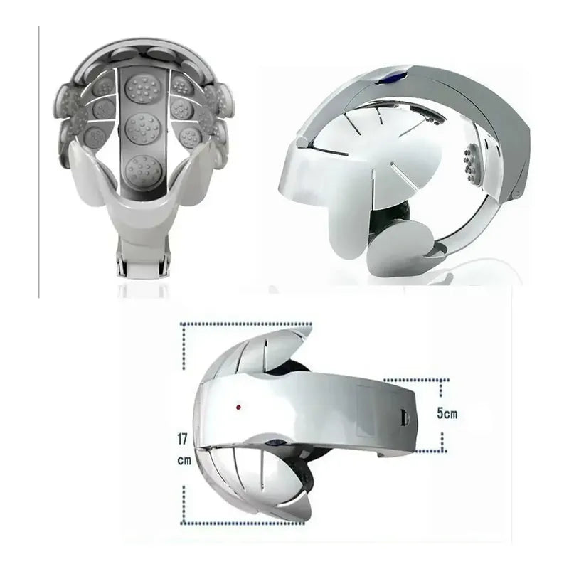 Casco Masajeador Eléctrico Para Migraña Relajacion Cabeza Gris