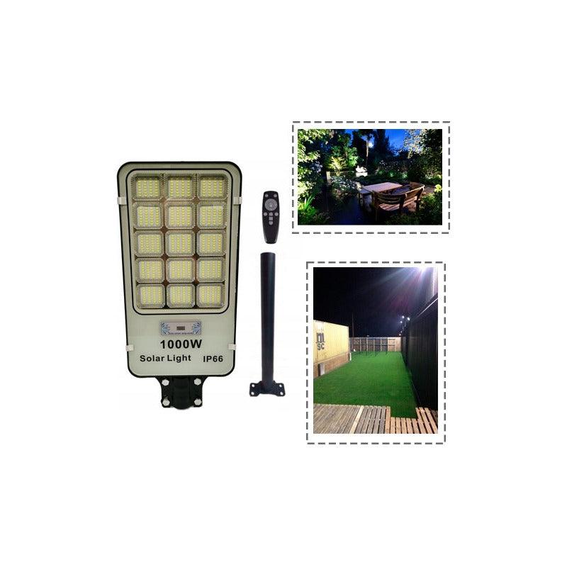 Pack X2 Foco Solar 1000watt Alumbrado Exterior Poste 420led Negro Fría
