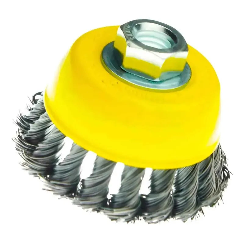Pack X5 Grata 4puLG Copa Chascón Trenzado 100mm Para Esmeril Amarillo