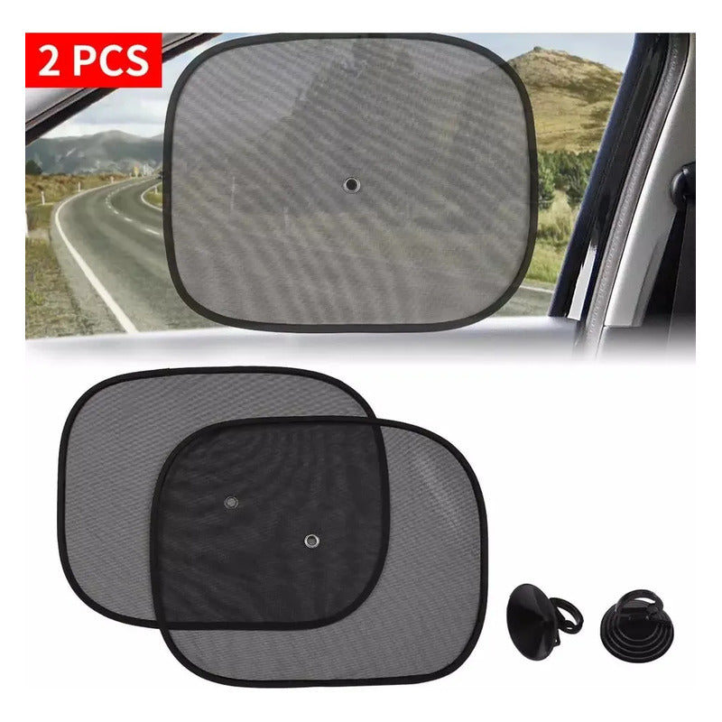 Set 2 Sombrillas Ventana Lateral Negro S 44x36cm Rectangular
