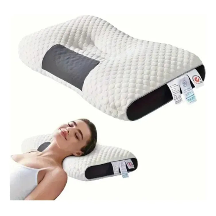 Kit Relax: Electro Estimulador Tens Masajeador 4 Electrodos Blanco + Almohada Ortopédica Cervical Blanco