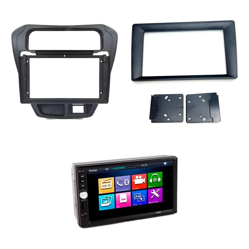 Kit Suzuki Alto: Bisel 9 Negro + Radio 2 Din Mp5 Mirror Link + Adaptador 9 A 7 2 Din