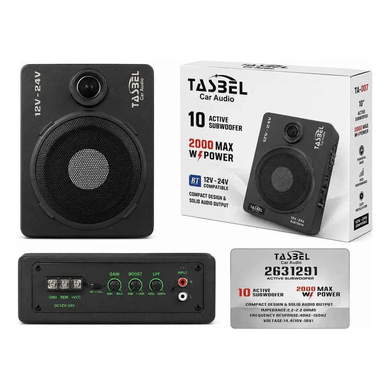 Subwoofer 2000w Para Auto Y Camion 12v-24v Amplificado Negro