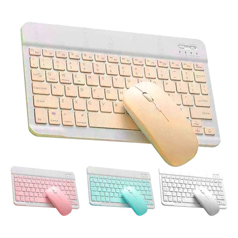 Kit Teclado Mouse Bt Para Windows Apple Android Slim Pastel