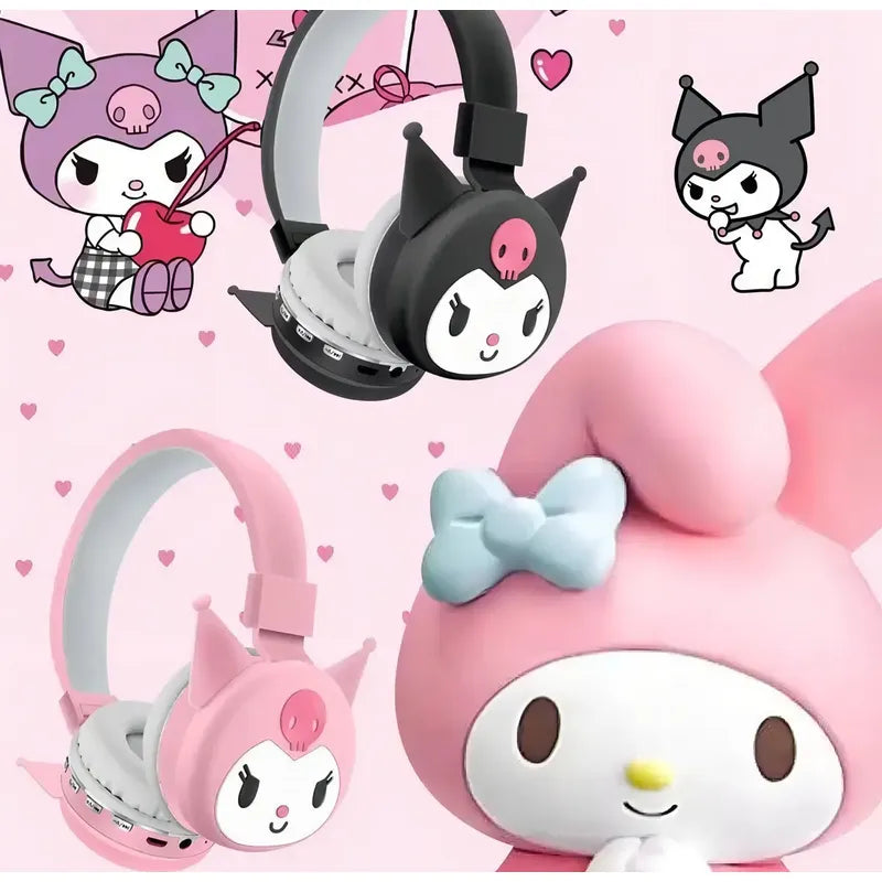 Audífonos Diadema Diferentes Personajes Bluetooth Ajustables Color Kuromi Negro