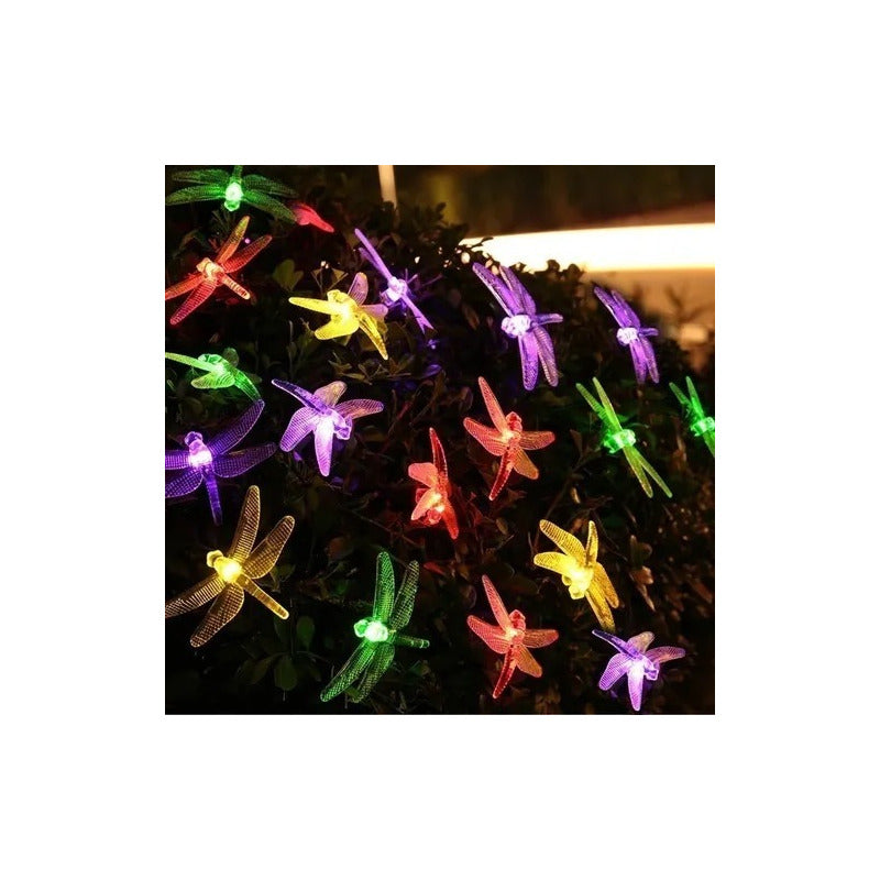 Guirnalda Luces Led Hadas Solar Libélula Exterior E Interior Negro