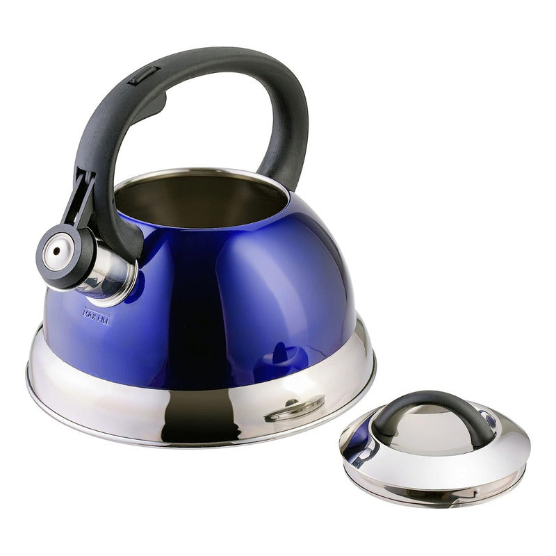 Tetera Acero Inoxidable 2.5lts Silbadora Mango Plástico Azul