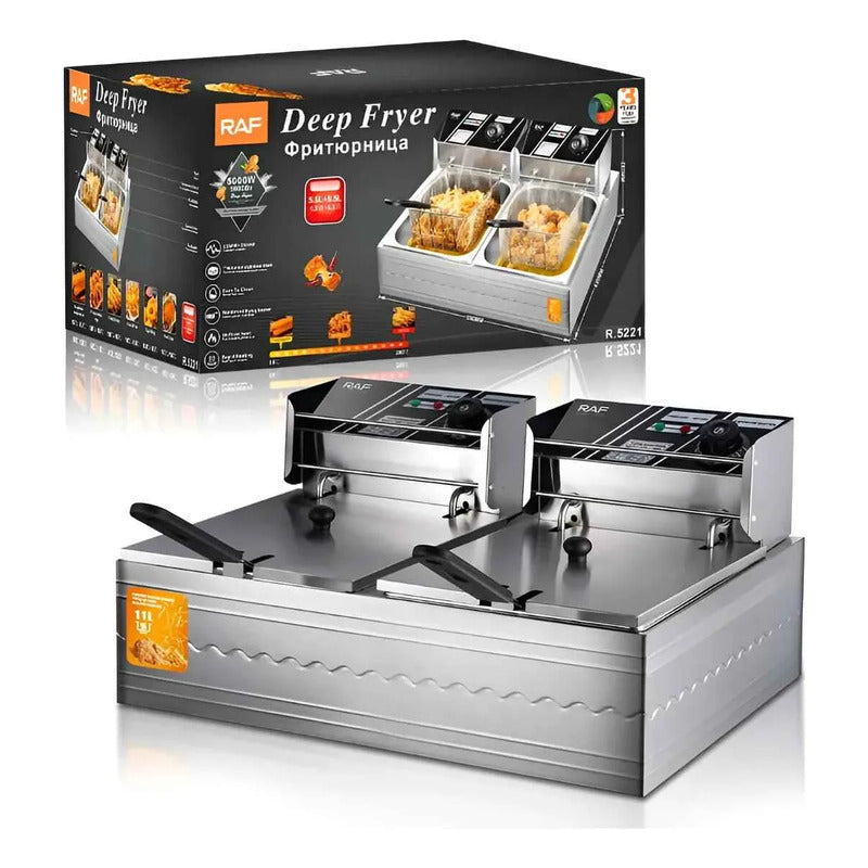 Freidora De Aceite Doble Canasto Plateado 5.5lts R.5221 Plateado 50 Hz/ 60 Hz