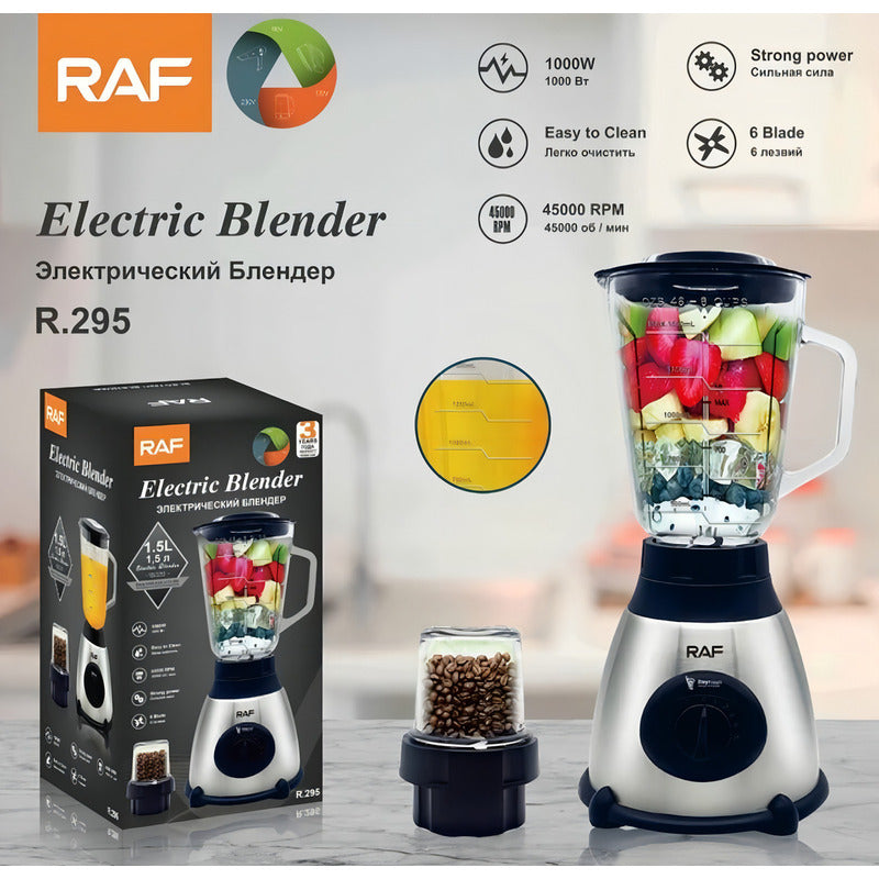 Licuadora Juguera Raf 1.5l Vidrio Acero Inoxidable 1000w Plateado