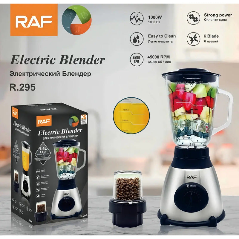 Licuadora Juguera Raf 1.5l Vidrio Acero Inoxidable 1000w Plateado