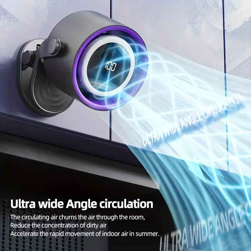 Ventilador Recargable Digital Liviano Mesa Escritorio Gancho 12 Cm 50hz-60hz Negro Plástico 7