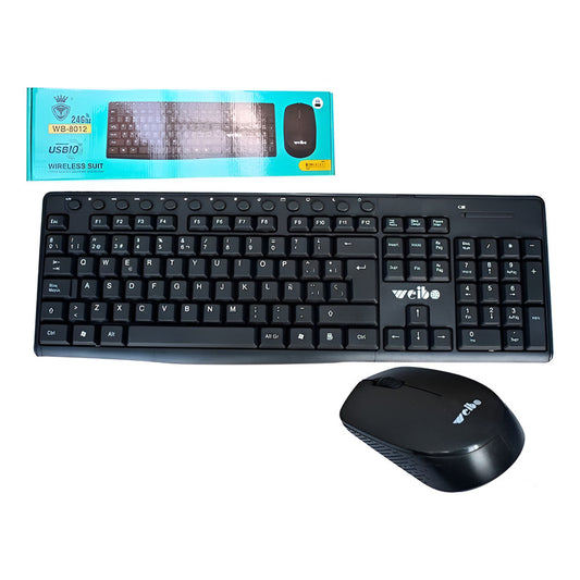 Teclado Y Mouse Con Teclado Numerico Inalambrico 2.4 Ghz Negro