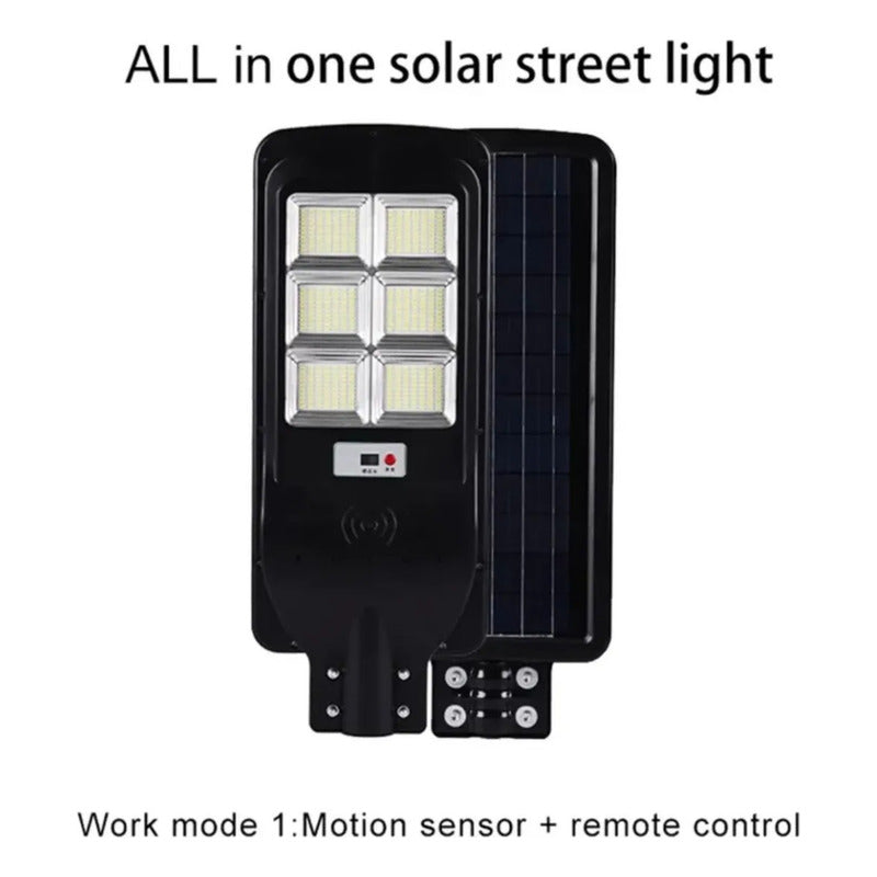 Foco Solar 200w Led Exterior Poste Y Sensor De Movimiento Negro Blanco Frío