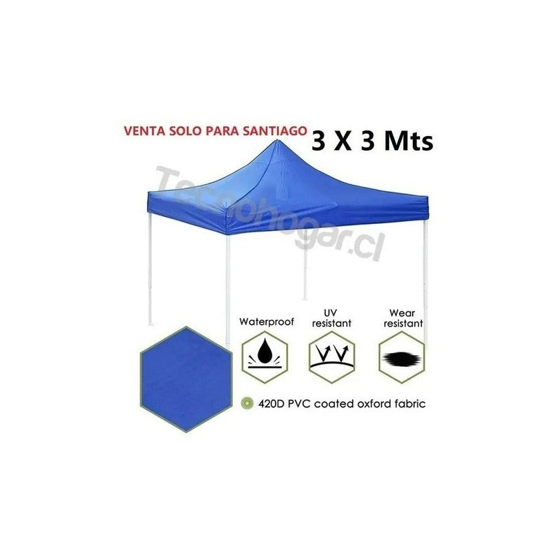 Toldo Metálico Inoxidable 3x3 Plegable  Lona, Resiste Lluvia