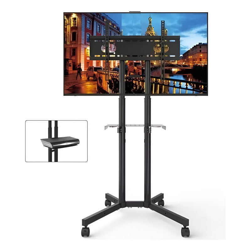 Soporte Tv 32  A 70  Pedestal Soporte Stand Movil Con Ruedas Negro