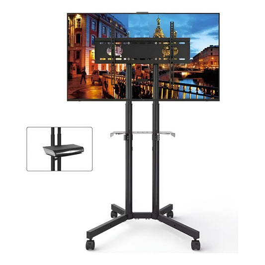 Soporte Tv 32  A 70  Pedestal Soporte Stand Movil Con Ruedas Negro