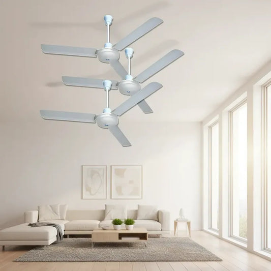 Pack X3 Ventiladores De Techo Blancos 3 Aspas 142cm 1.4 M 50/60hz Blanco Metal 3