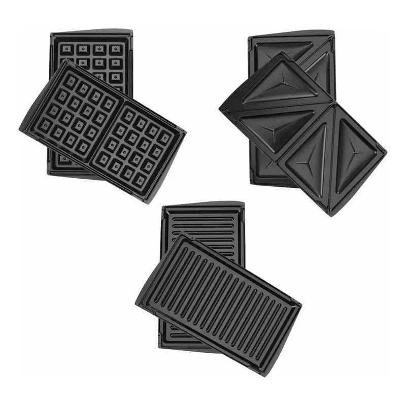 Maquina 3 En 1 Tostador - Grill De Carne - Wafflera Negro