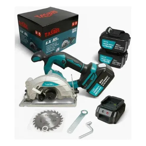 Sierra Circular Inalámbrica + 2 Baterías + Disco De Corte Azul Petróleo 50