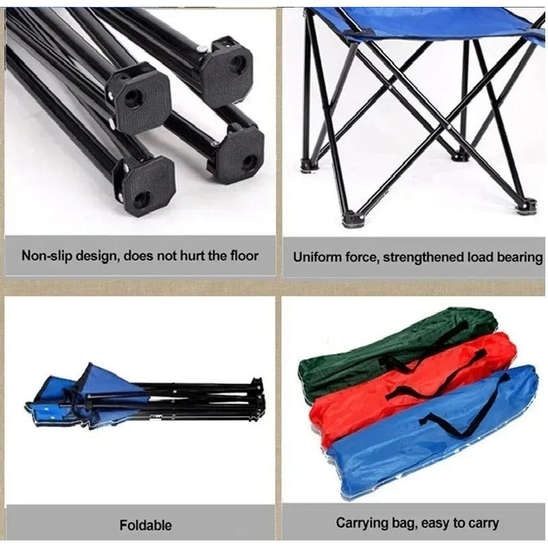 Silla Plegable Con Bolso Con Porta Vasos Resistente