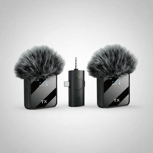 Pack X2 Microfonos Inalambricos Dual Para Android Y iPhone Negro