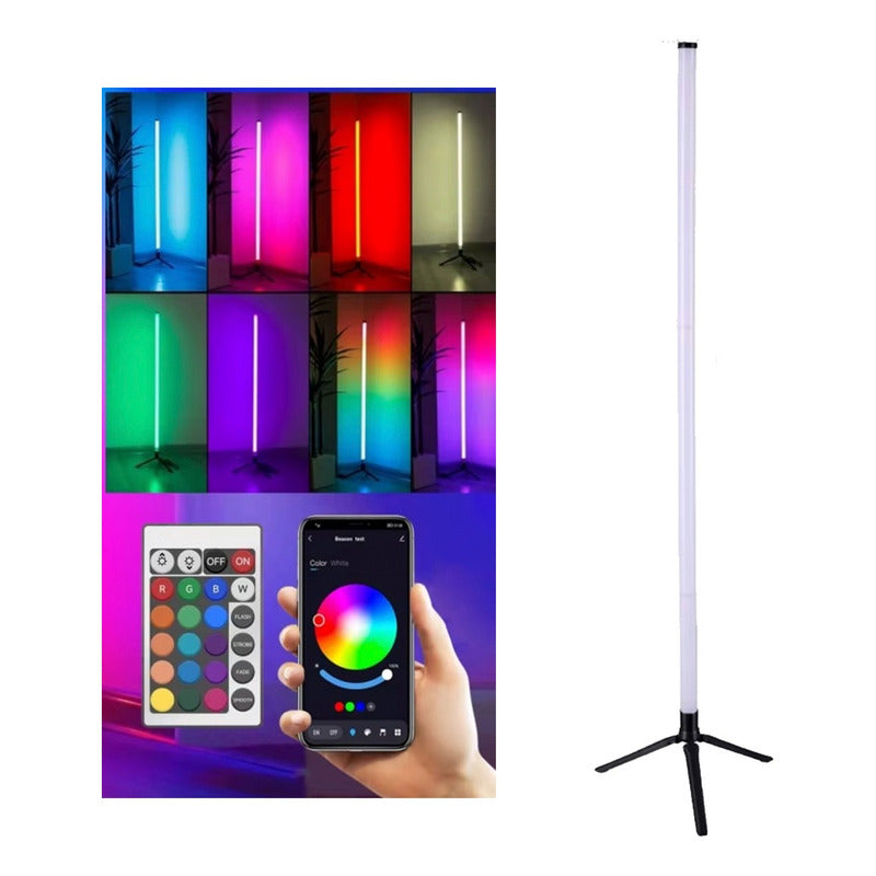 Lampara Esquinera Usb Luces Led Rgb Ambiente Moderno Gris Negro