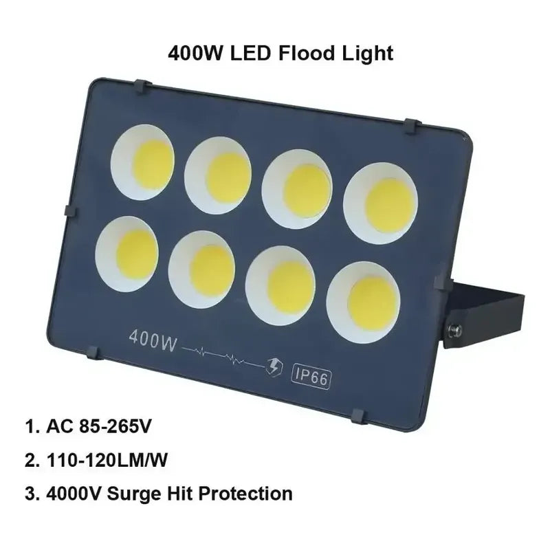 Foco Led 400w Blanco Frio Con Soporte Resististe A La Lluvia Gris Blanco Frío