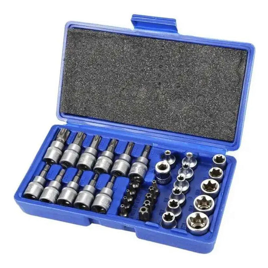 Set De Dados 34 Piezas 3/8 Estrella Torx Macho Hembra