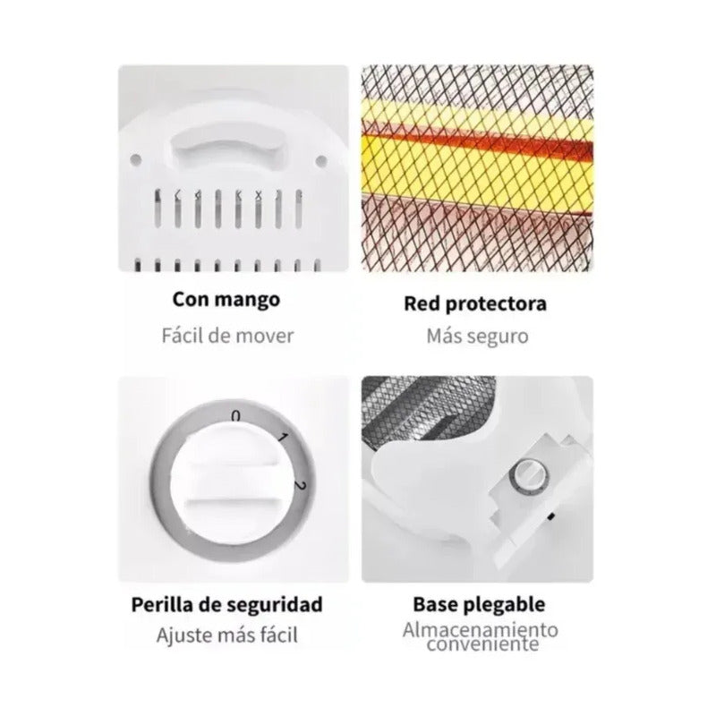 Calefactor Estufa Halógena De Cuarzo Bajo Consumo Para Hogar Oficina Dormitorio Calentador Eléctrico Portátil... Blanco