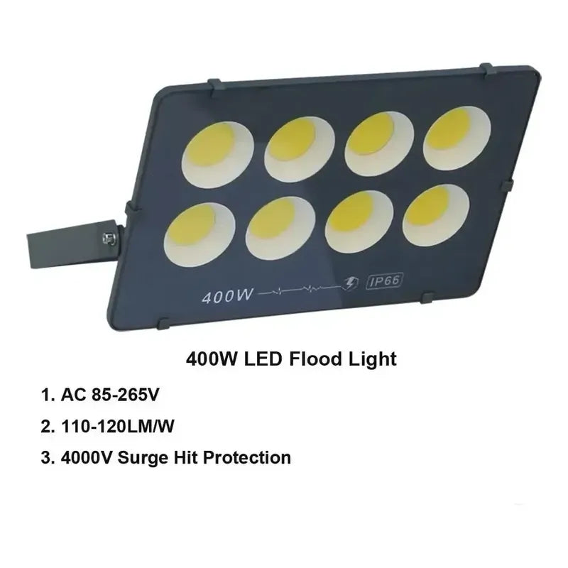 Foco Led 400w Blanco Frio Con Soporte Resististe A La Lluvia Gris Blanco Frío