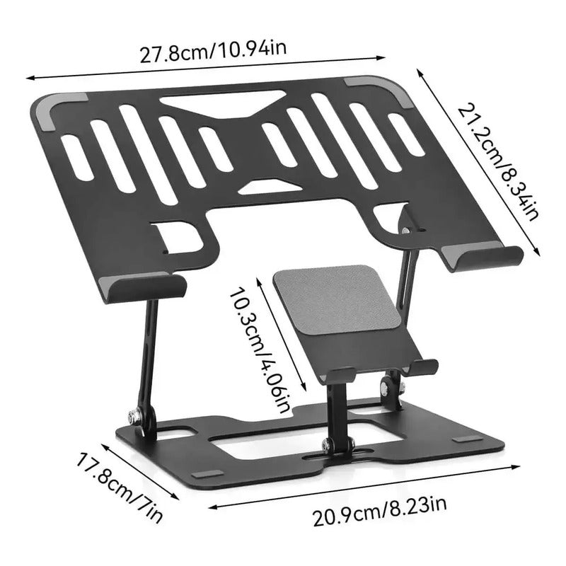 Soporte Doble Para Laptop Y Telefono Plegable Antideslizante Gris Oscuro