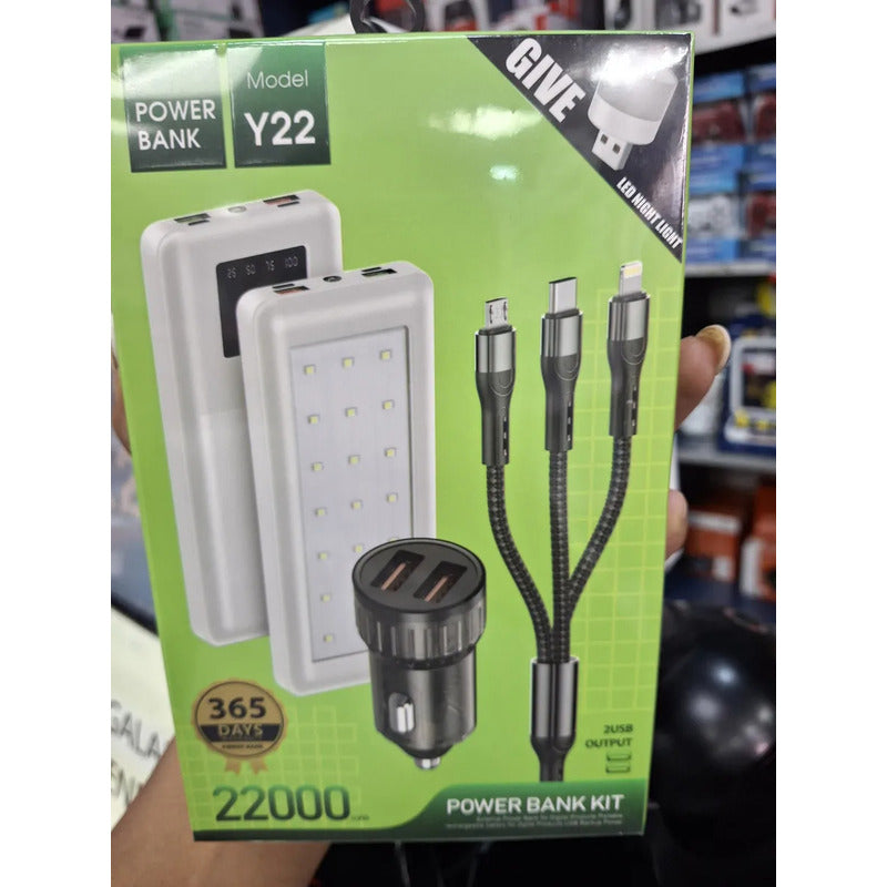 Power Bank Cargador 22000mah Carga Rapida Kit Multi Puerto Blanco
