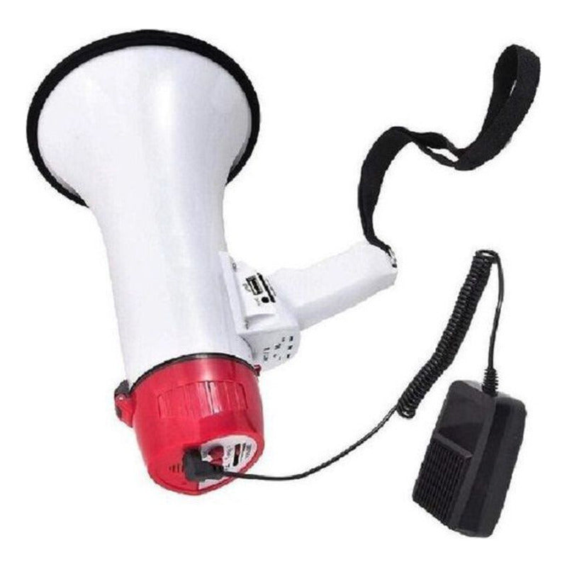 Megafono Portatil Parlante Altavoz Recargable Con Pilas Color Blanco