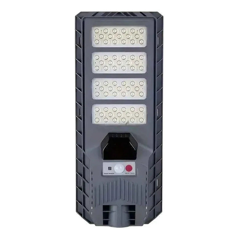 Pack X2 Foco 300w Solar Sensor Movimiento Soporte Y Control Gris Oscuro Blanco Frío