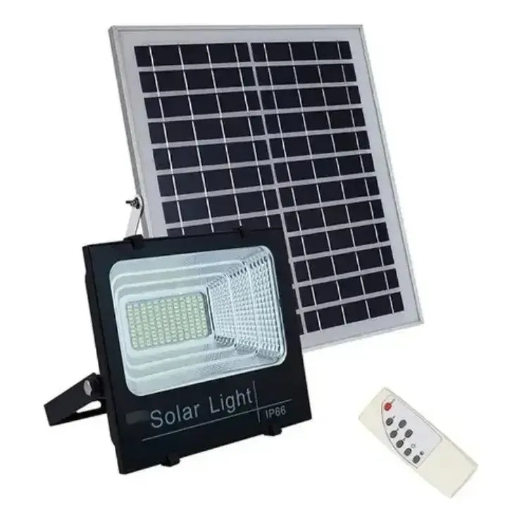 Foco Solar Led + Panel Solar Y Control Remoto 800w Exterior Negro Blanco Frío