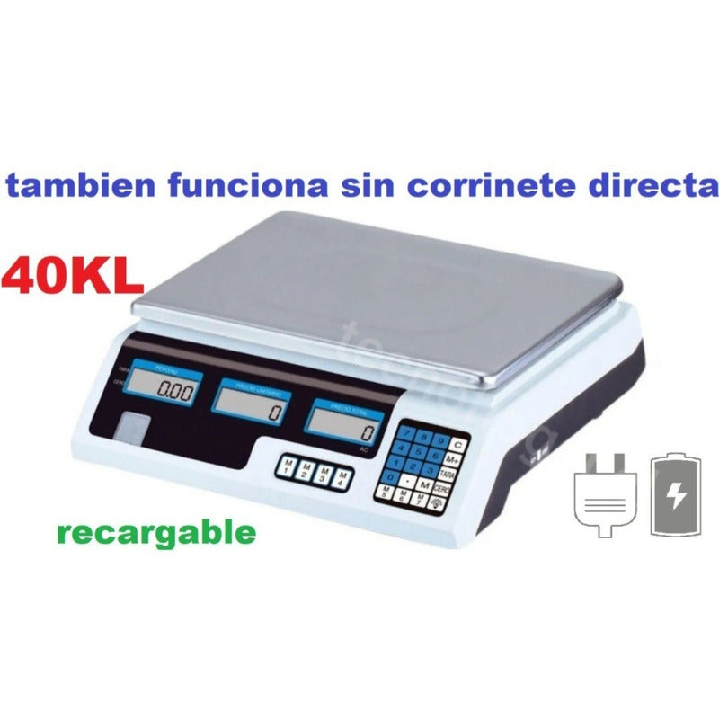 Balanza Pesa Digital 40kg Con Bandeja  Blanco