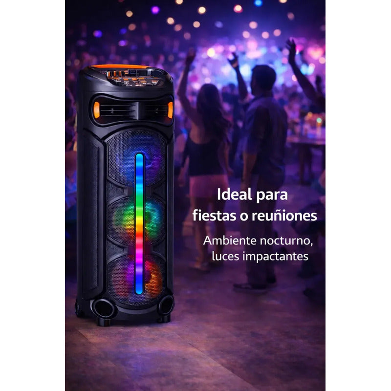Parlante Bluetooth Portátil Tecnohogar Con Led Y Micrófono 90cm