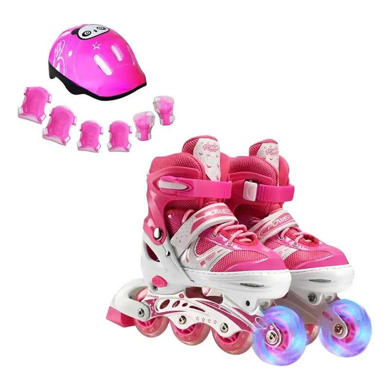Patines 4 Ruedas Ajustable Para Niños Niñas Roller Artístico S 30 31 32 33 60 Mm Rosa Chicle