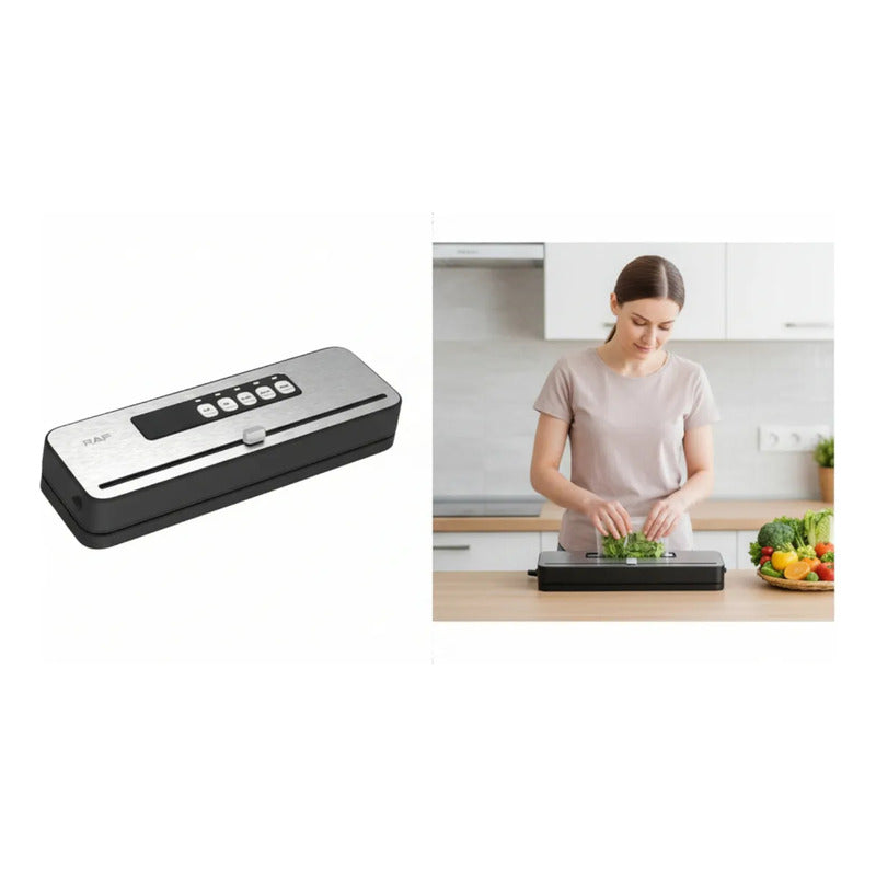 Máquina Selladora De Alimentos Al Vacío Automatica + Bolsas Plateado