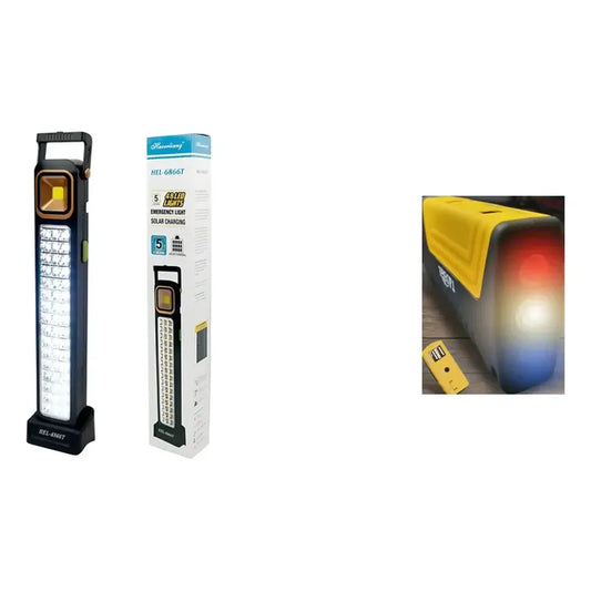 Kit Emergencia: Lámpara Solar Luz Recargable 48 Led Negra + Partidor 12v Vehículo Power Bank