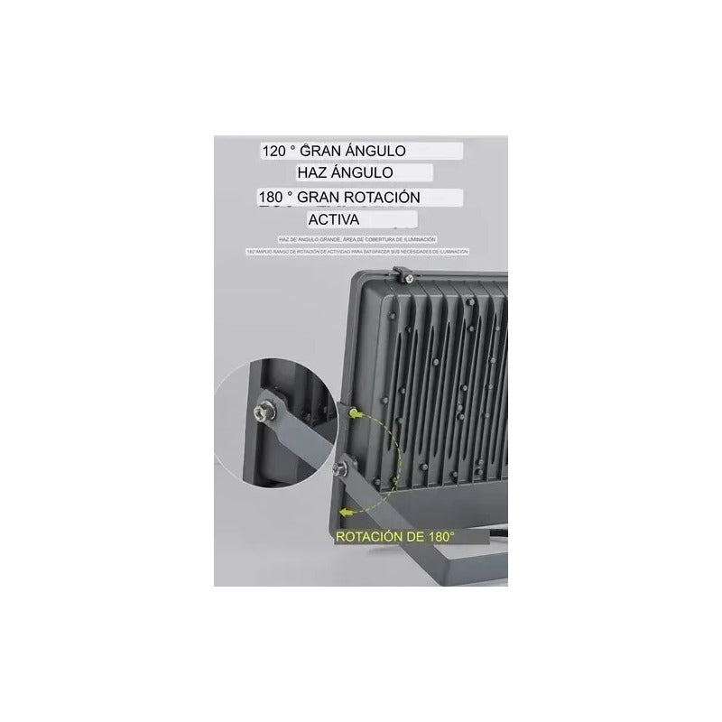 Foco Proyector 800w Reflector Canchas Cultivo Industrial Negro Blanco Frío