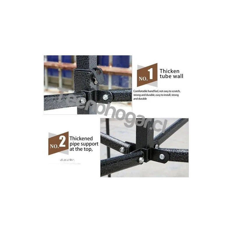 Toldo Metálico Inoxidable 3x3 Plegable  Lona, Resiste Lluvia
