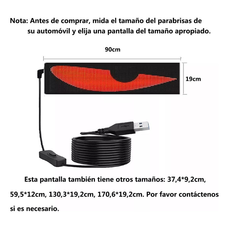 Pantalla Led Flexible Con Ojos Movimiento De Luz (19* 90 Cm)