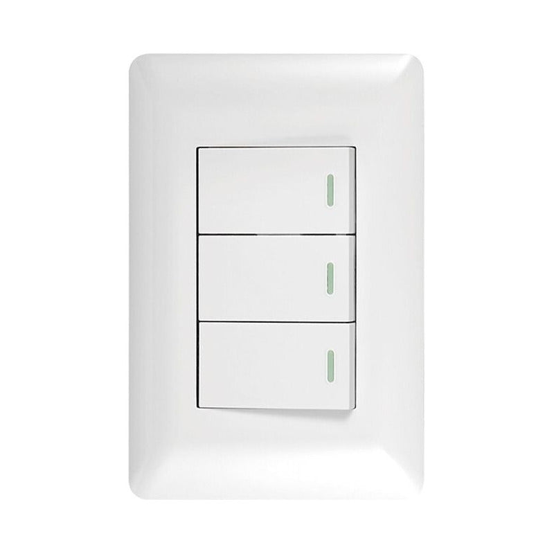 Interruptor Triple On/off 10a Blanco Para El Hogar Y Oficina