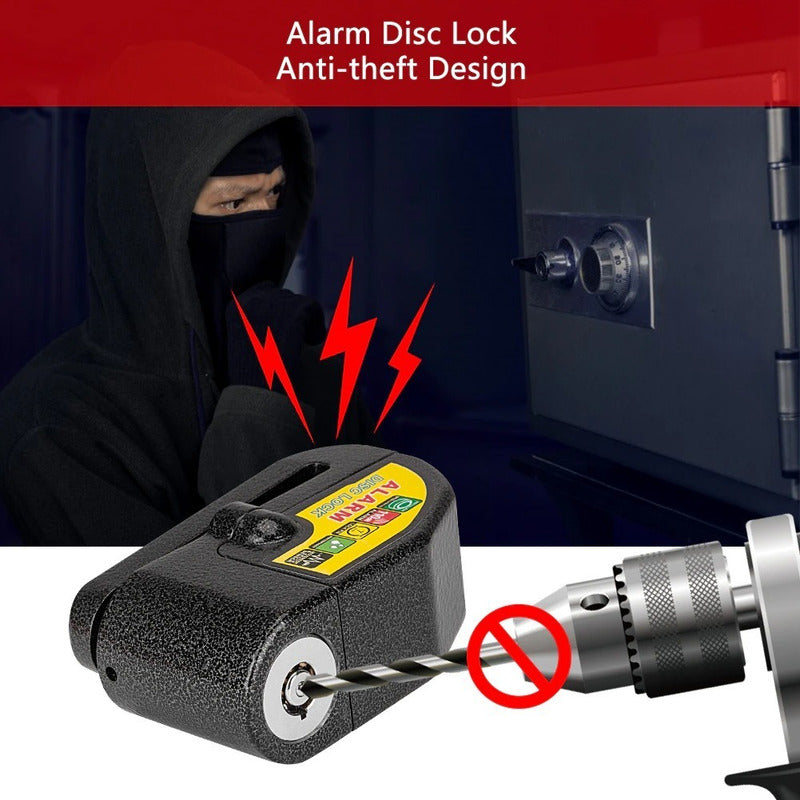 Candado Alarma Moto Bicicleta Scooter Reforzado Antirobo Negro