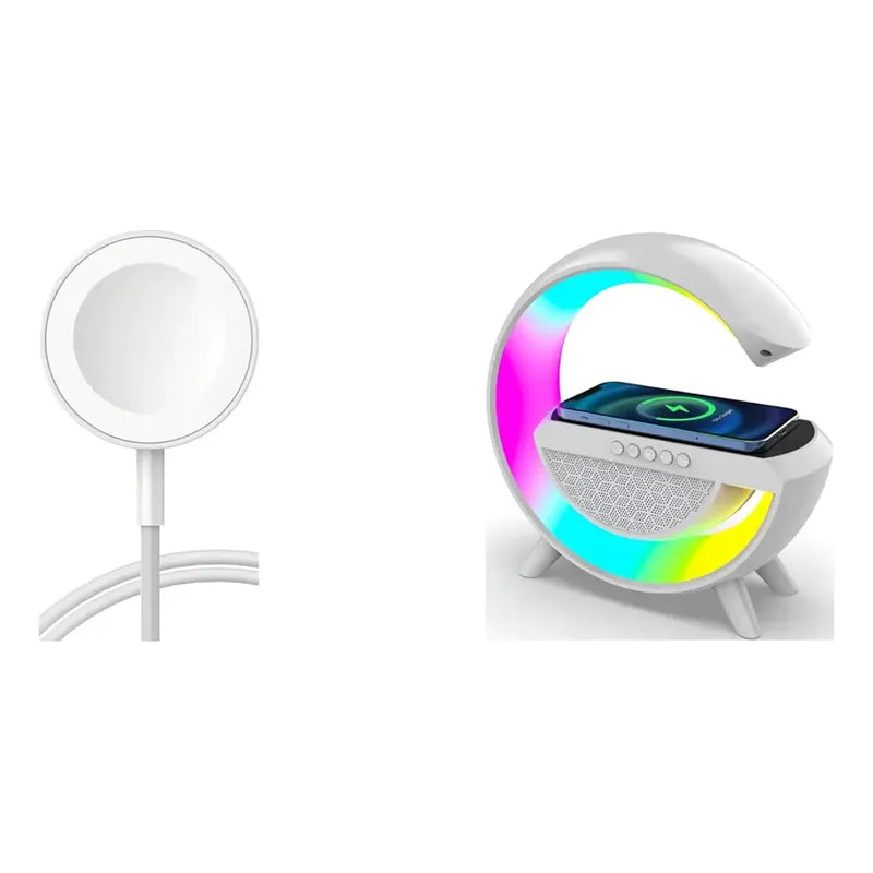 Kit Tech: Cable Carga Inalámbrico Usb-c Apple Watch Blanco + Cargador Parlante Lámpara Bluetooth