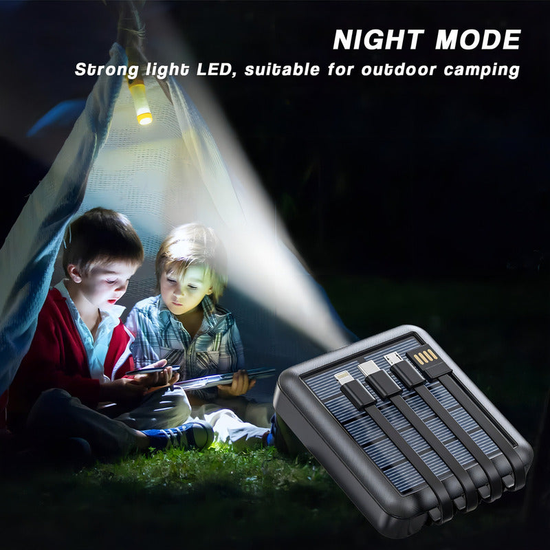 Power Bank Solar Irm R19 10000mah Carga Rápida 4 En 1 Conectores Usb Tipo C Negro